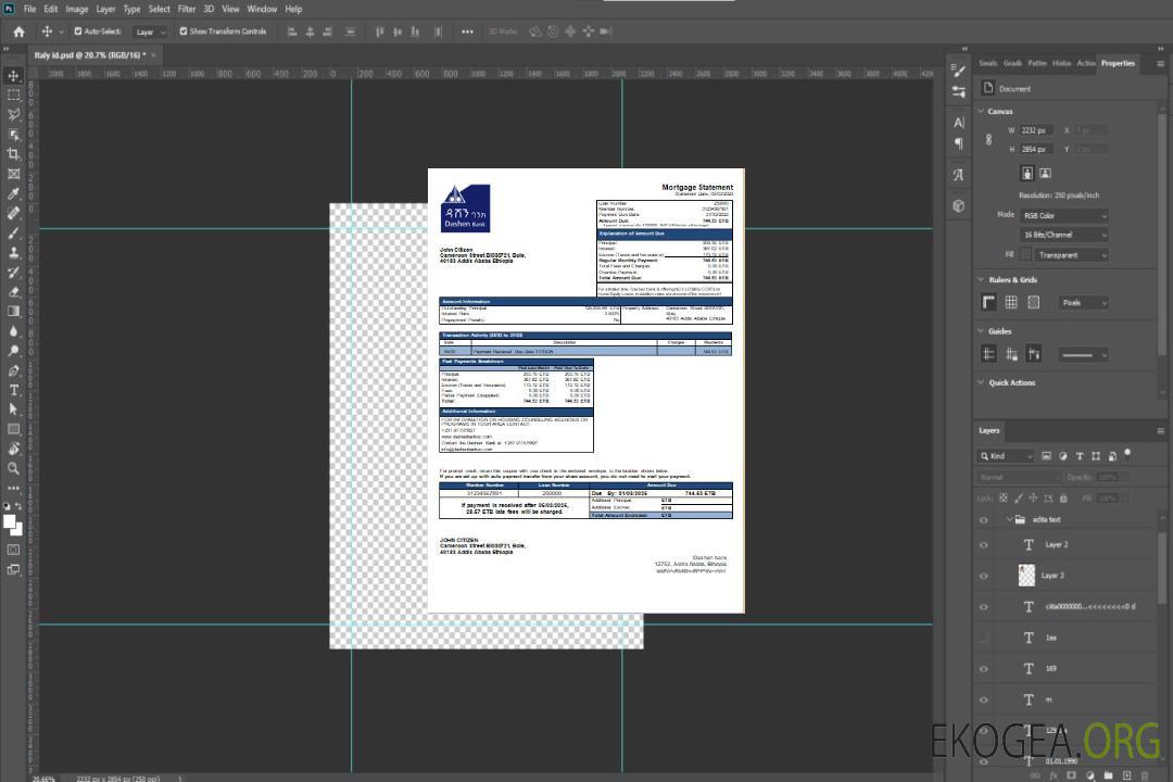 Relevé hypothécaire de la banque Dashen éthiopienne scr template Relevé hypothécaire de la banque Dashen éthiopienne scr template